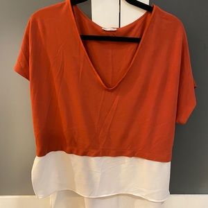 Zara Orange blouse with white detail